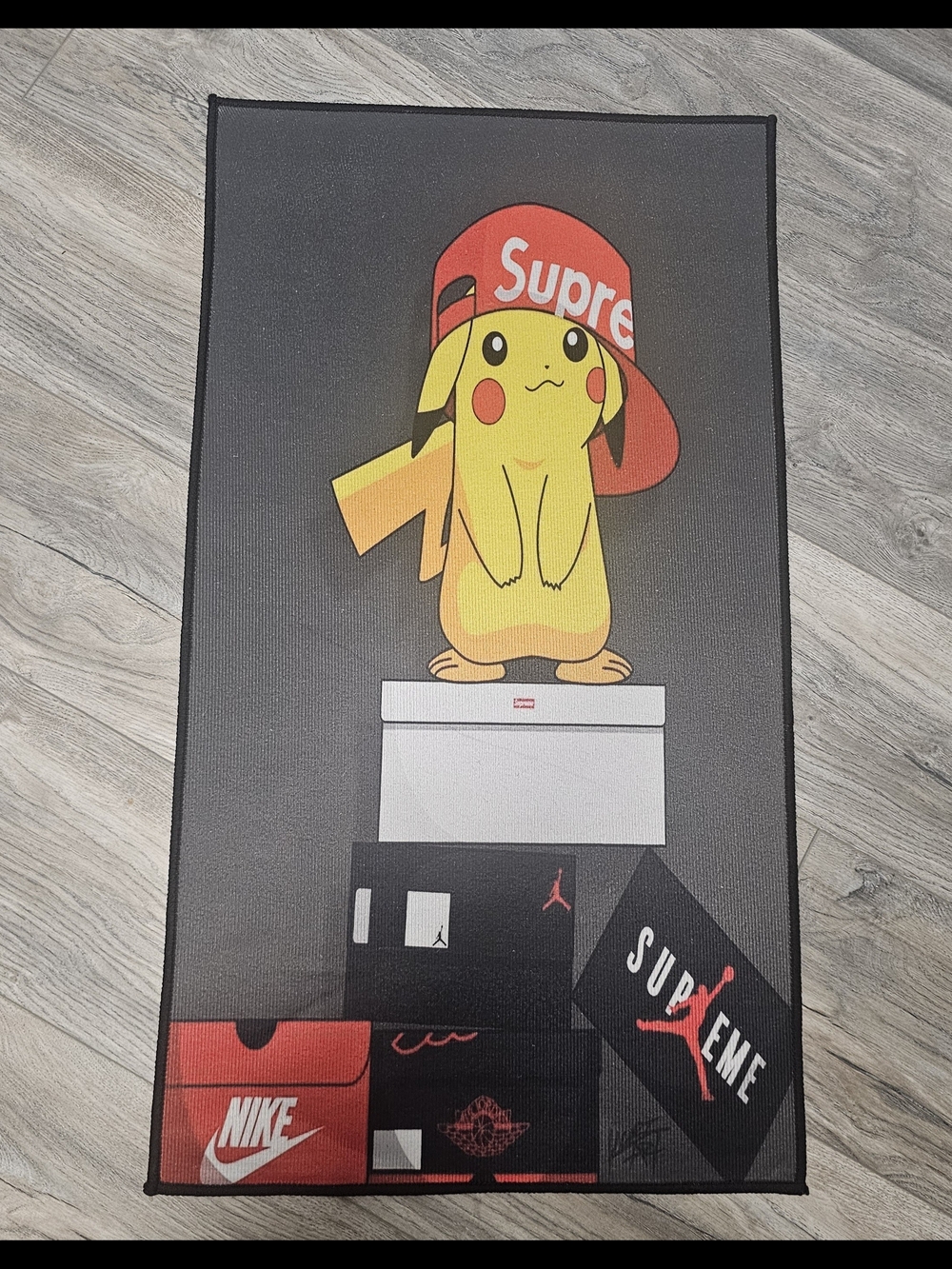 Supreme Pikachu Graphic Rug - Black, Red, Yellow